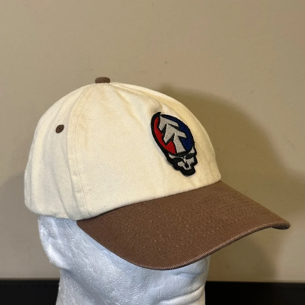 Grateful Dead Huckberry Steal Your Face Tree Snapback Hat Cream Brown Mens Cap
